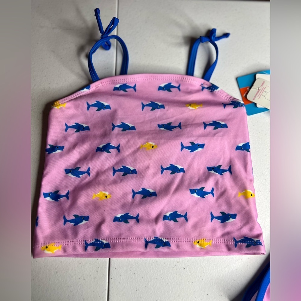 Baby Shark Toddler Sz 5T Girl Ruffle Tankini Pink Swimsuit UPF 50+ 2 PC - Picture 2 of 8